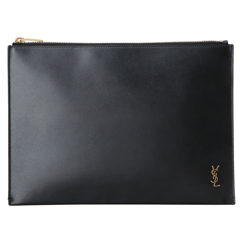 Yves Saint Laurent(USED)생로랑 로고 블랙 레더 클러치