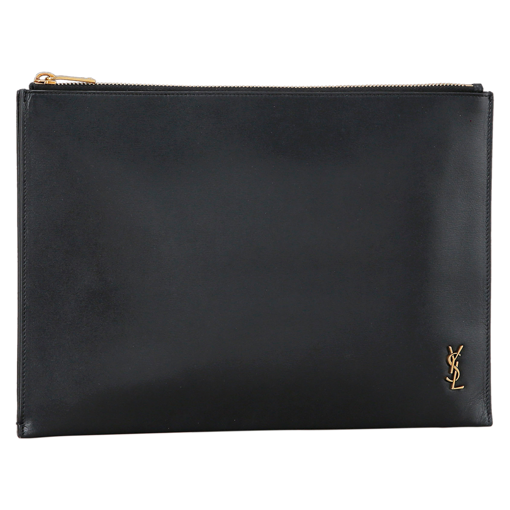 Yves Saint Laurent(USED)생로랑 로고 블랙 레더 클러치