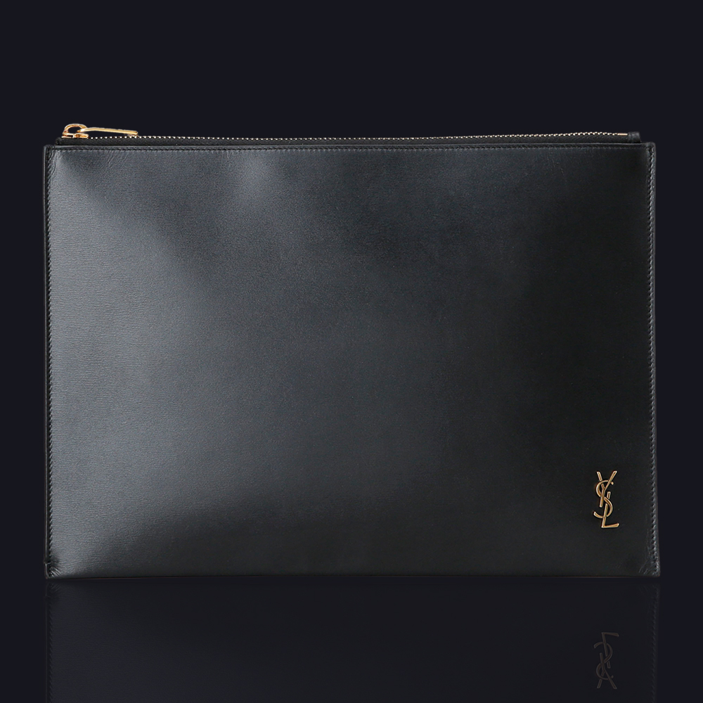 Yves Saint Laurent(USED)생로랑 로고 블랙 레더 클러치