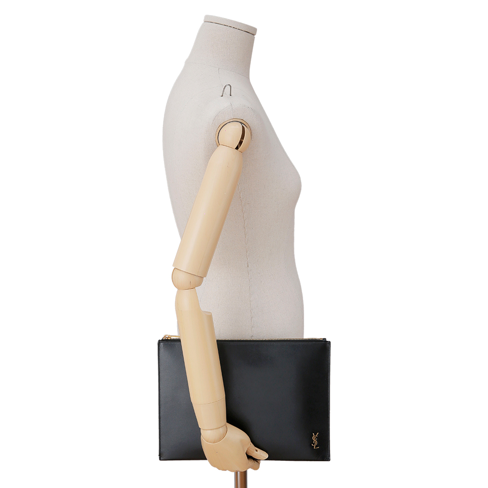 Yves Saint Laurent(USED)생로랑 로고 블랙 레더 클러치