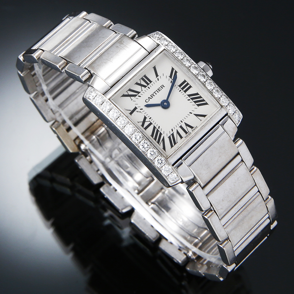 CARTIER(USED) 까르띠에 탱크 프랑세스 스몰 화이트골드 다이아베젤