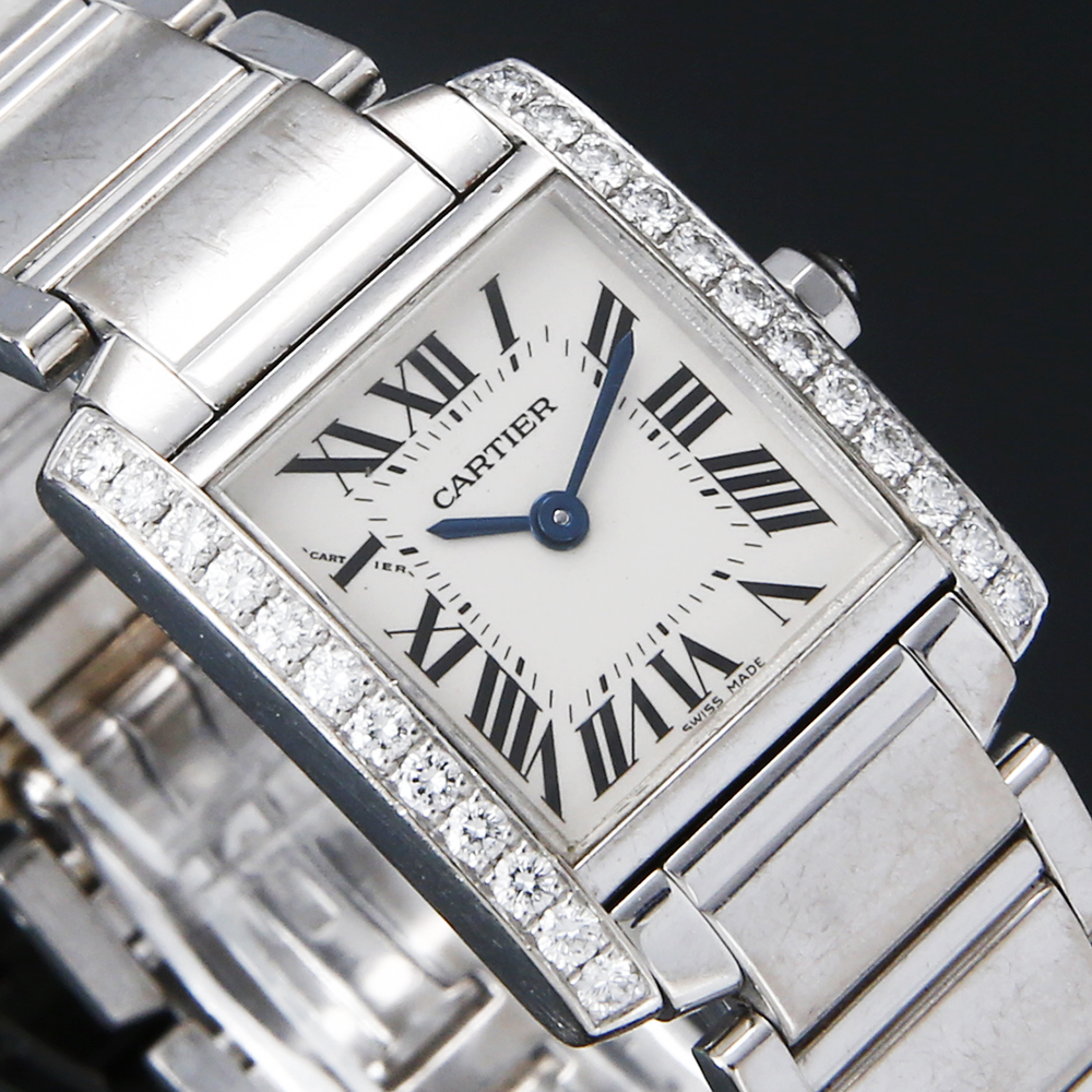 CARTIER(USED) 까르띠에 탱크 프랑세스 스몰 화이트골드 다이아베젤