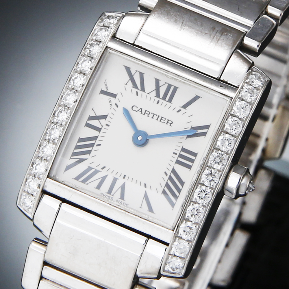 CARTIER(USED) 까르띠에 탱크 프랑세스 스몰 화이트골드 다이아베젤