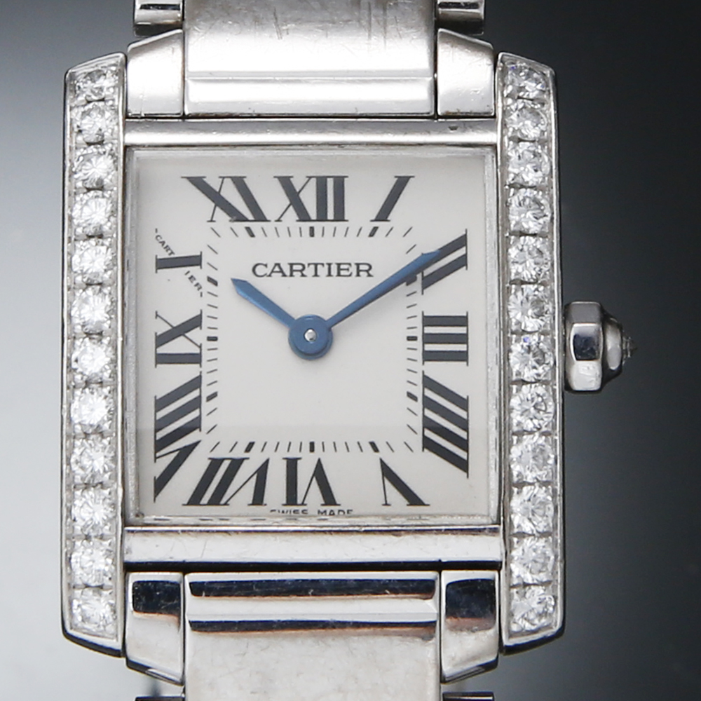 CARTIER(USED) 까르띠에 탱크 프랑세스 스몰 화이트골드 다이아베젤