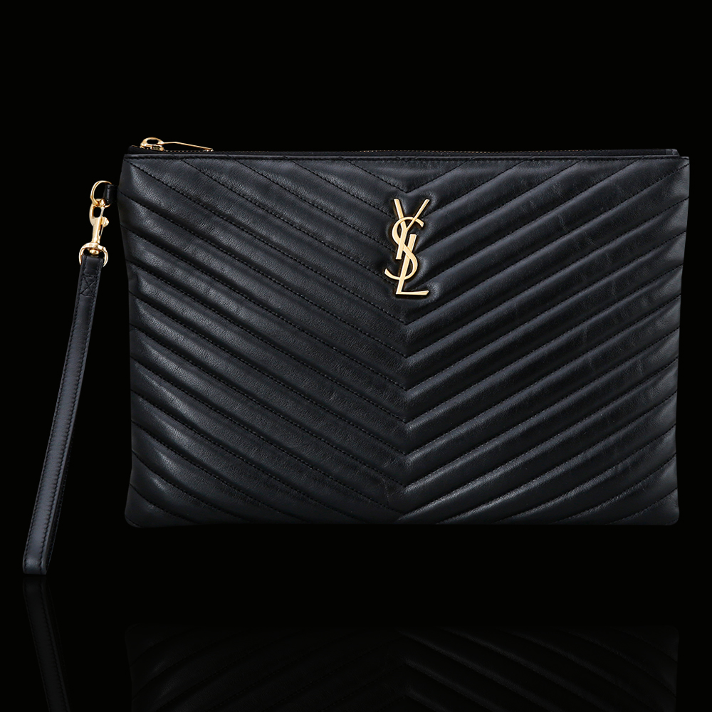 Yves Saint Laurent(USED)생로랑 모노그램 쉐브론 뉴미듐 클러치