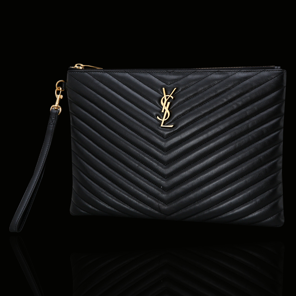 Yves Saint Laurent(USED)생로랑 모노그램 쉐브론 뉴미듐 클러치