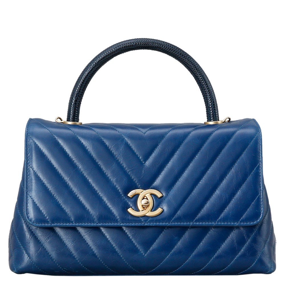 CHANEL(USED)샤넬 리자드 코코핸들 블루