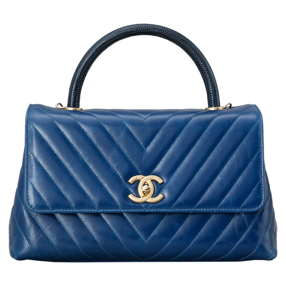 CHANEL(USED)샤넬 리자드 코코핸들 블루