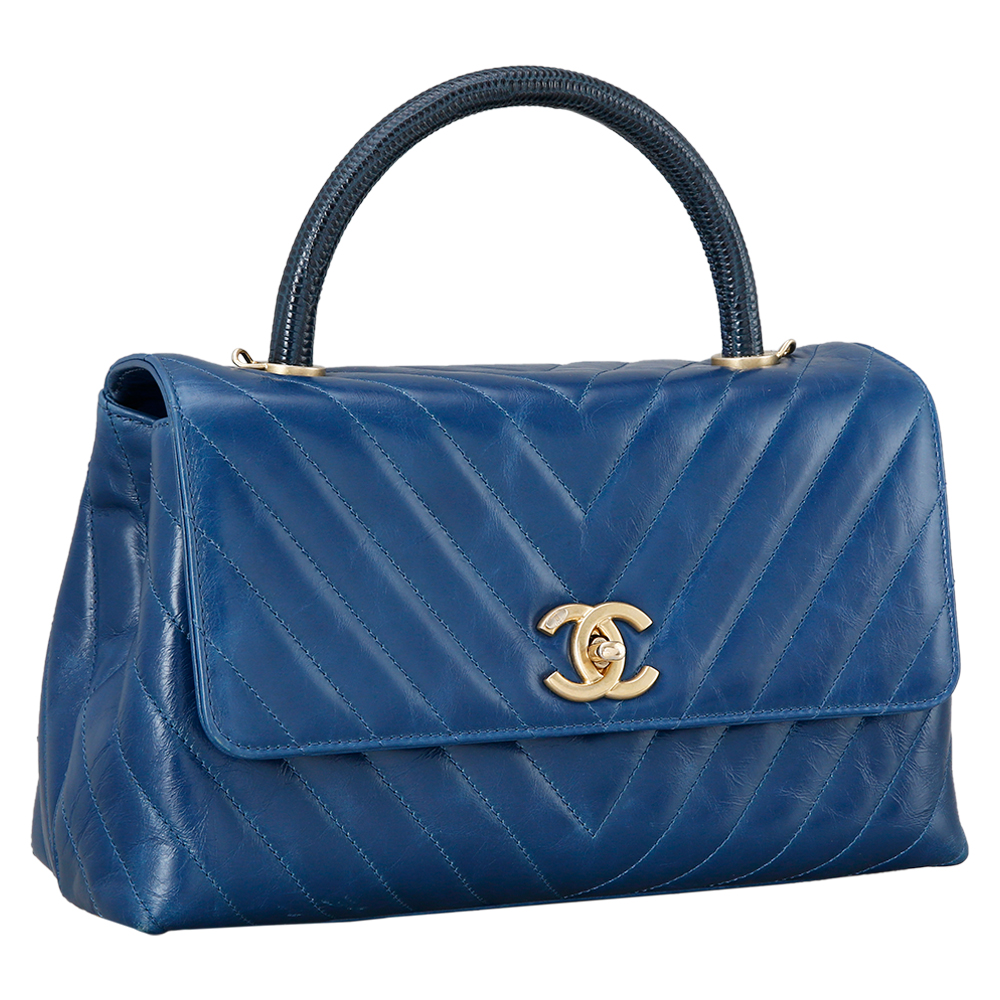 CHANEL(USED)샤넬 리자드 코코핸들 블루