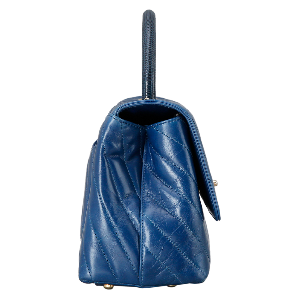CHANEL(USED)샤넬 리자드 코코핸들 블루