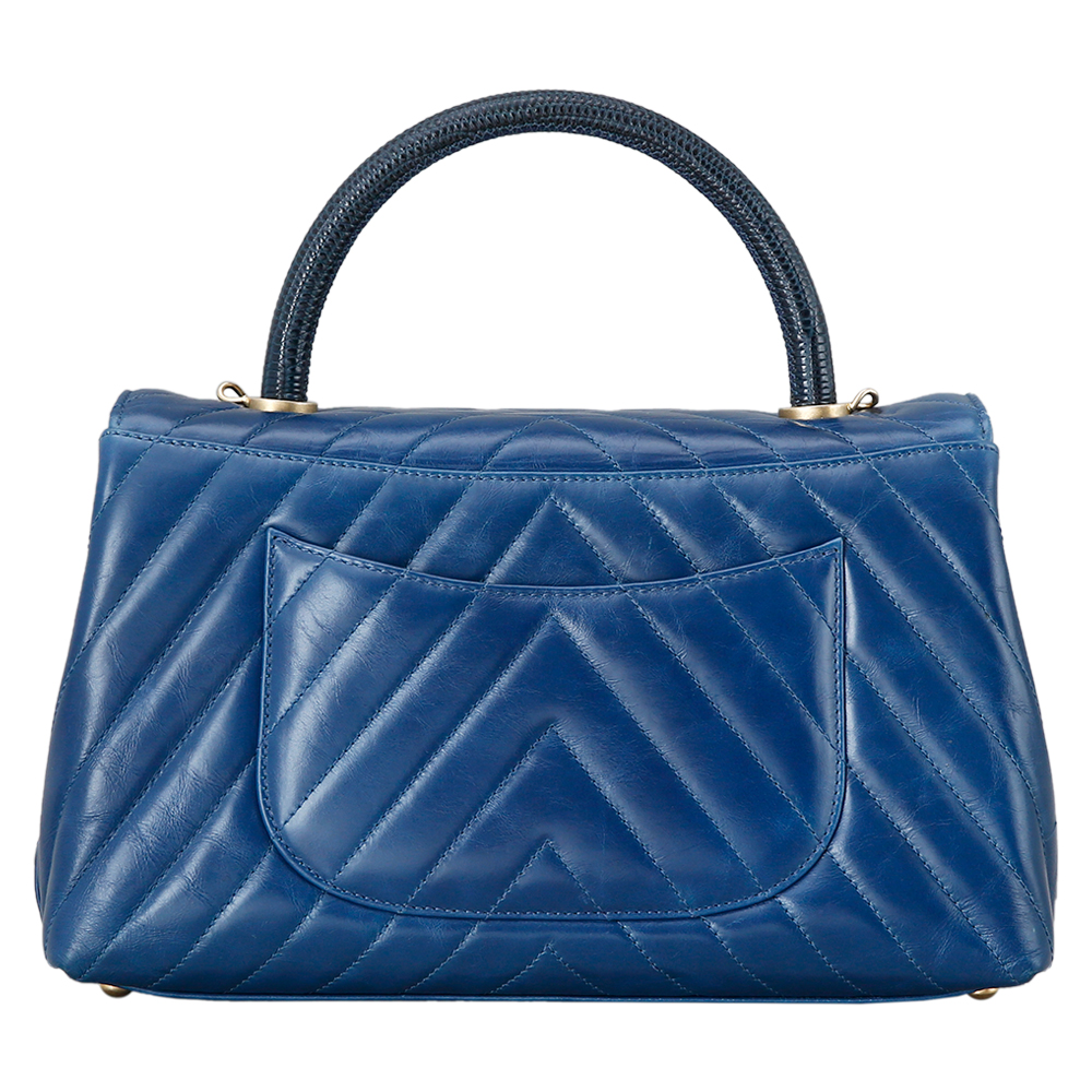 CHANEL(USED)샤넬 리자드 코코핸들 블루