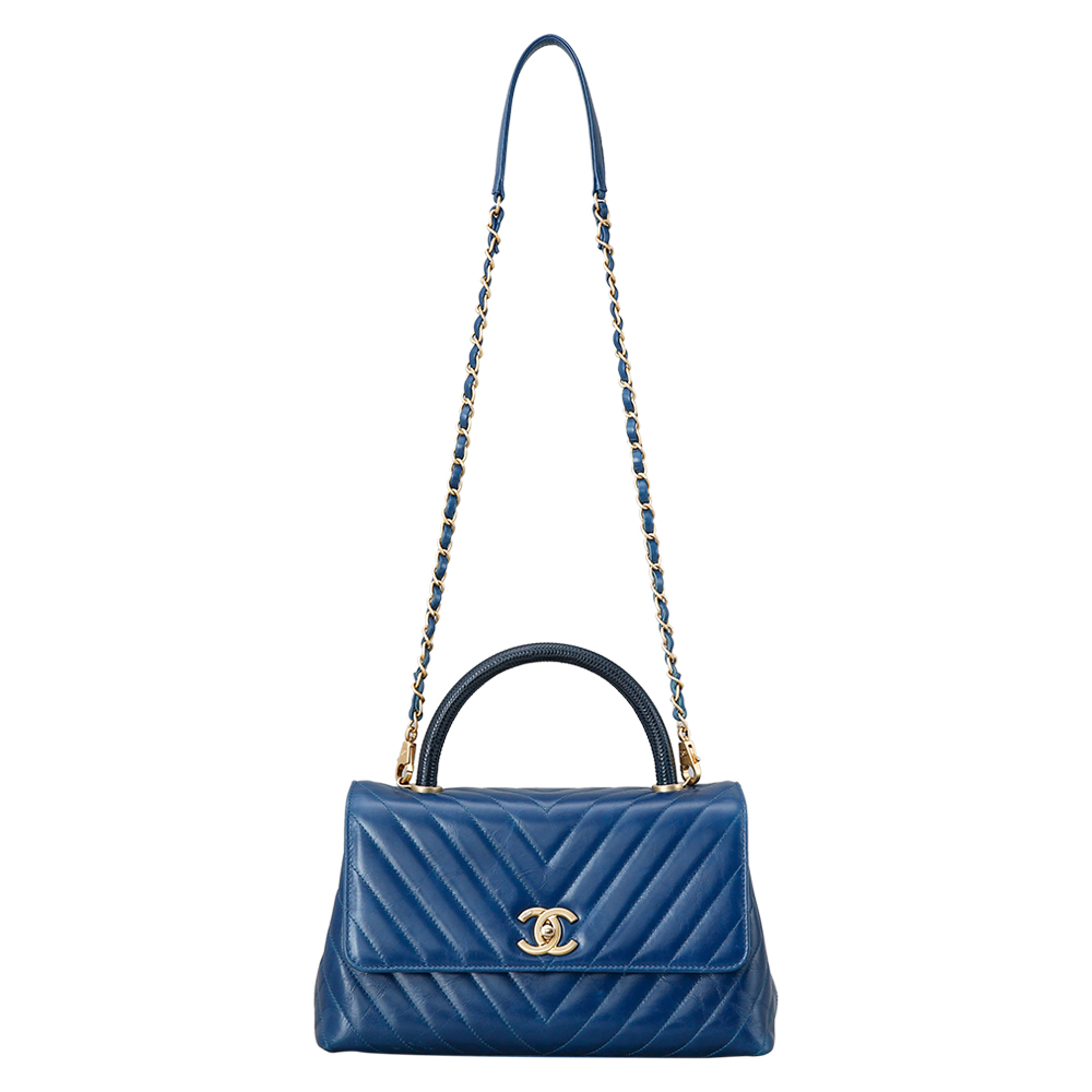 CHANEL(USED)샤넬 리자드 코코핸들 블루