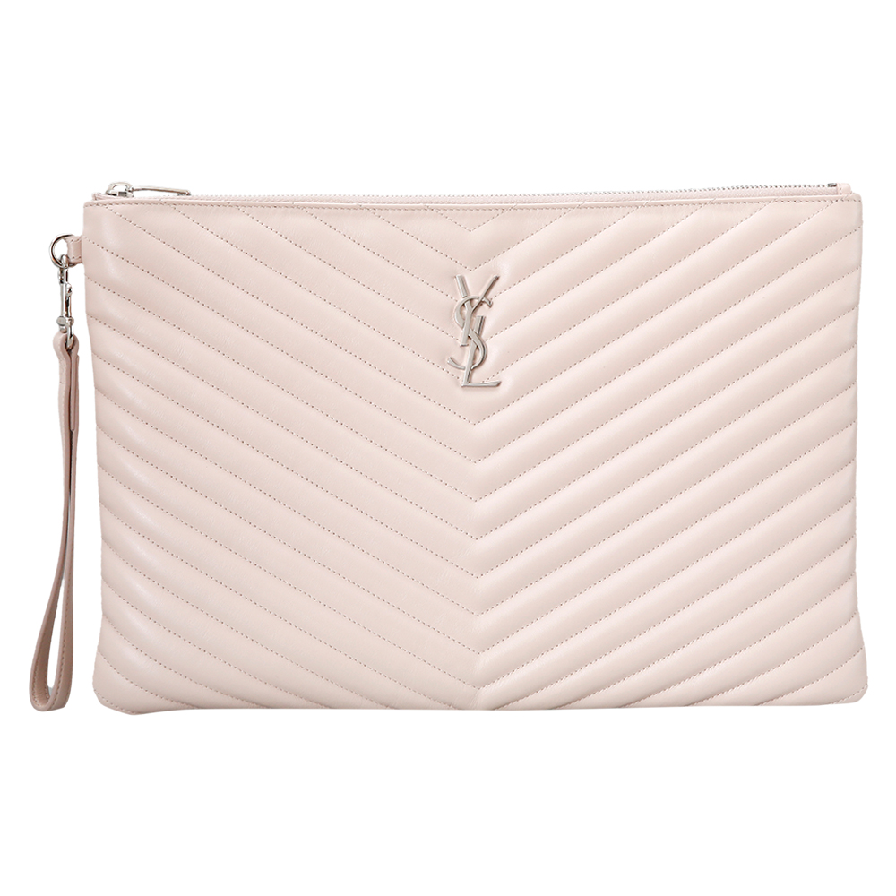 Yves Saint Laurent(USED)생로랑 모노그램 쉐브론 클러치 핑크
