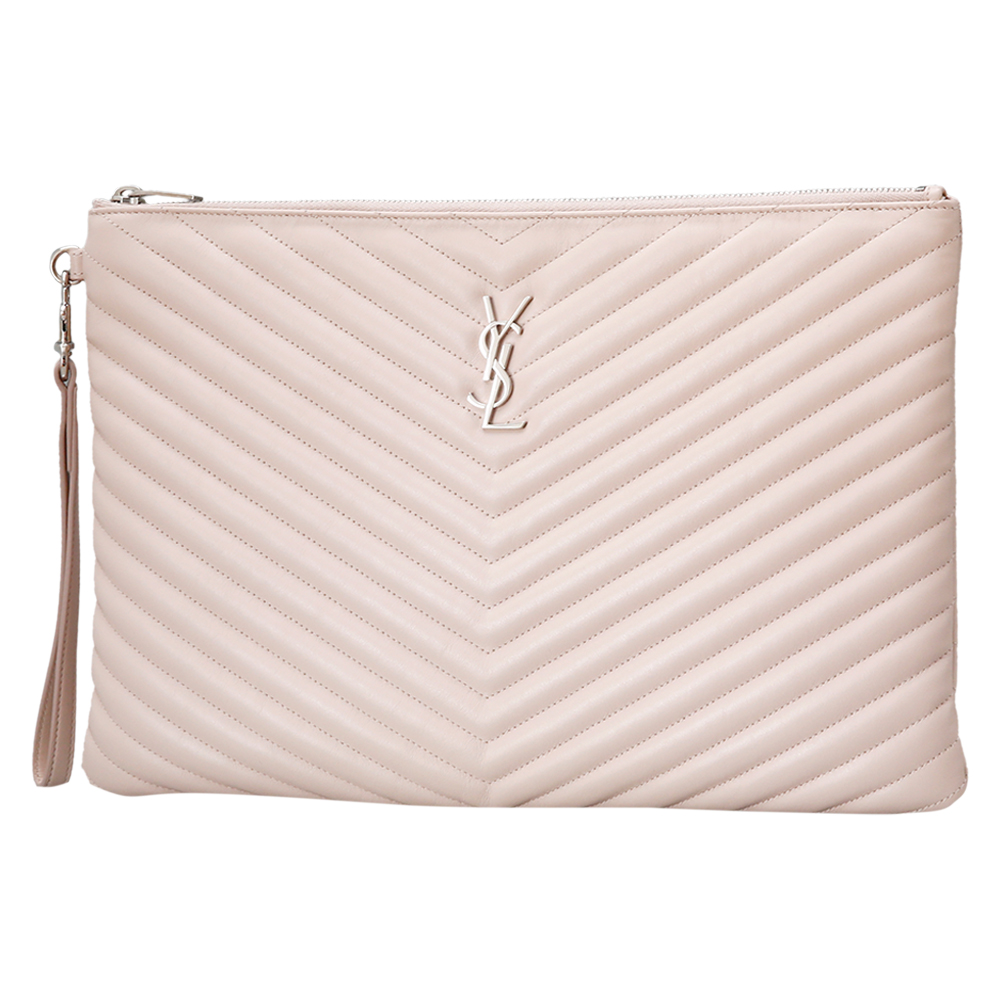 Yves Saint Laurent(USED)생로랑 모노그램 쉐브론 클러치 핑크