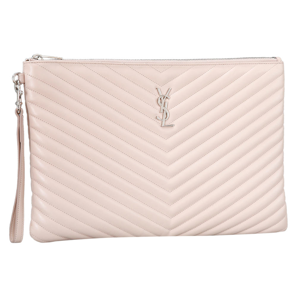 Yves Saint Laurent(USED)생로랑 모노그램 쉐브론 클러치 핑크