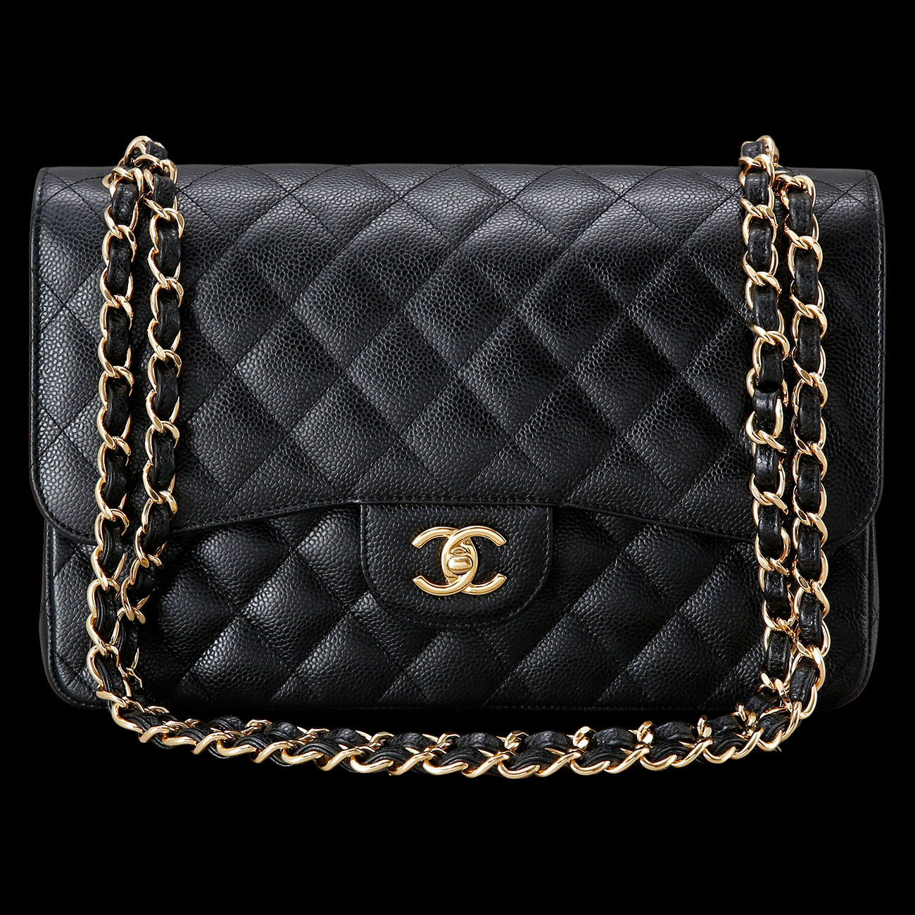 CHANEL(USED)샤넬 클래식 캐비어 점보 블랙