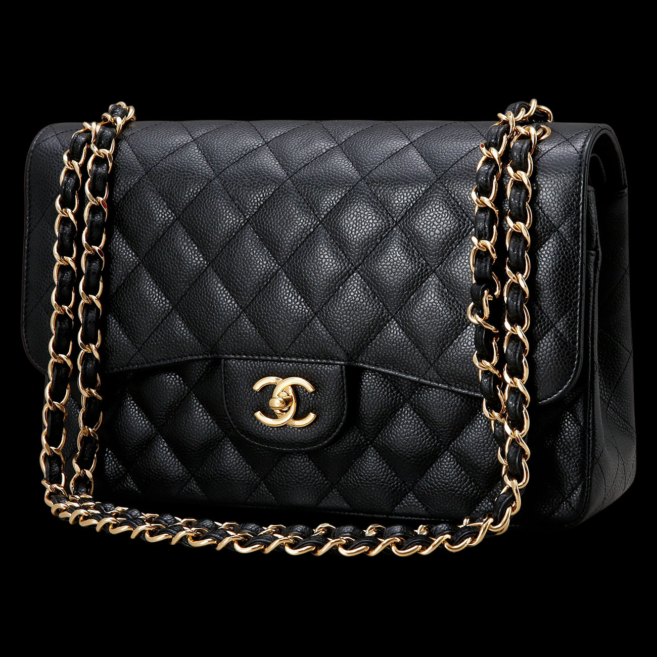 CHANEL(USED)샤넬 클래식 캐비어 점보 블랙