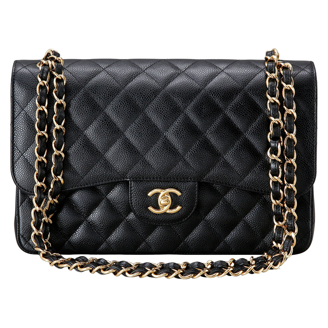 CHANEL(USED)샤넬 클래식 캐비어 점보 블랙