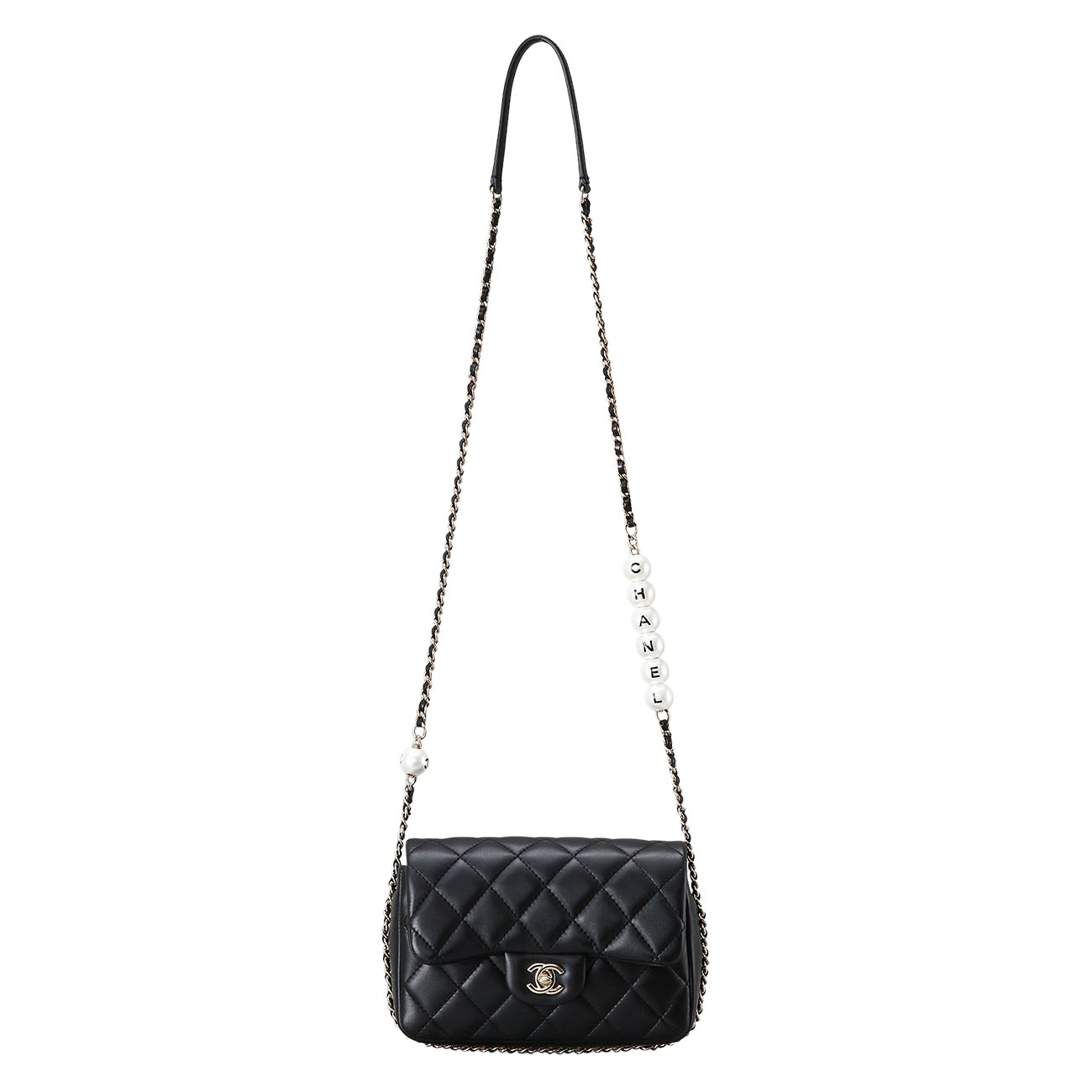 CHANEL(USED)샤넬 클래식 램스킨 뉴미니 시즌 진주 크로스백