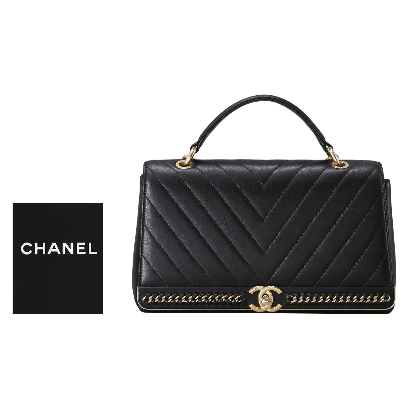 CHANEL(USED)샤넬 쉐브론 탑핸들 체인 숄더백