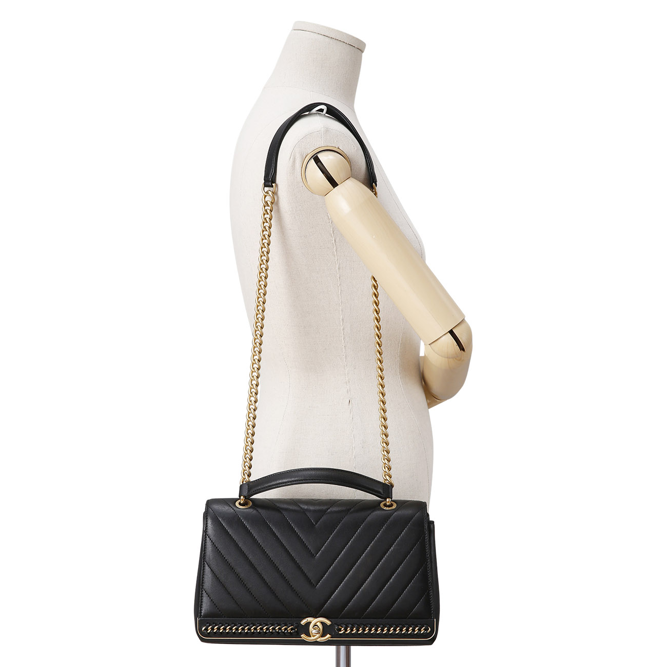 CHANEL(USED)샤넬 쉐브론 탑핸들 체인 숄더백