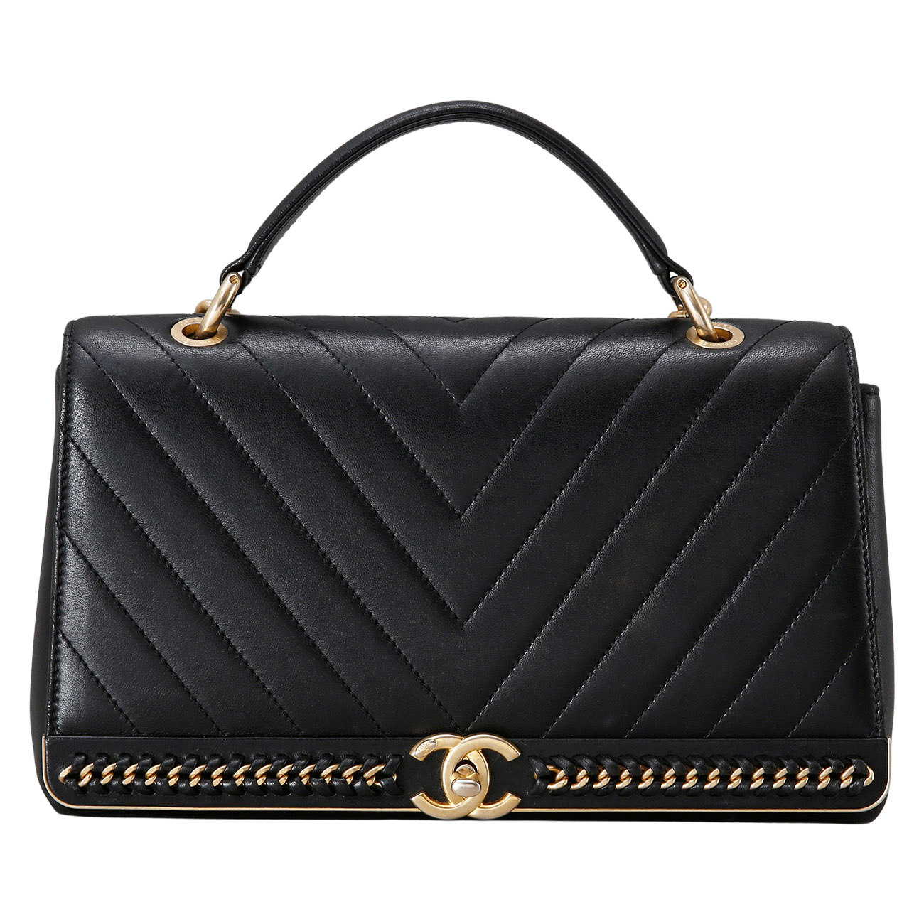 CHANEL(USED)샤넬 쉐브론 탑핸들 체인 숄더백