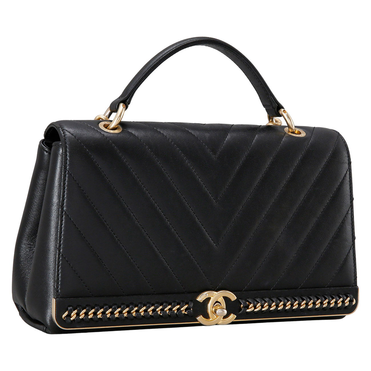 CHANEL(USED)샤넬 쉐브론 탑핸들 체인 숄더백