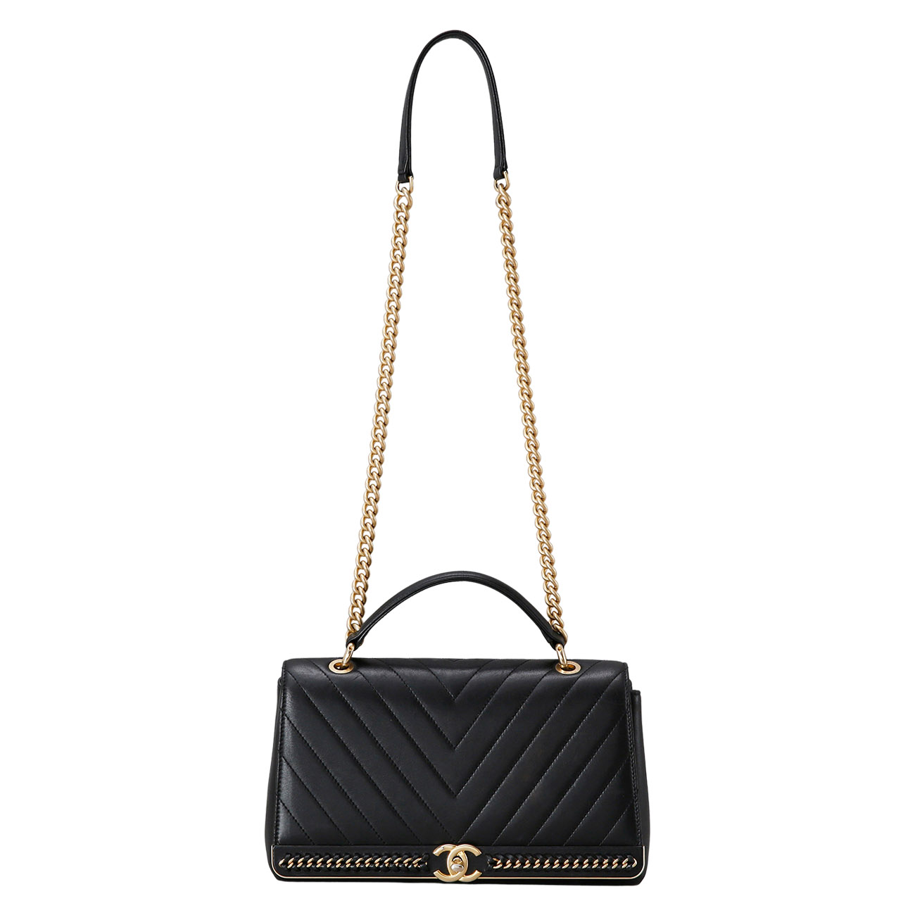 CHANEL(USED)샤넬 쉐브론 탑핸들 체인 숄더백