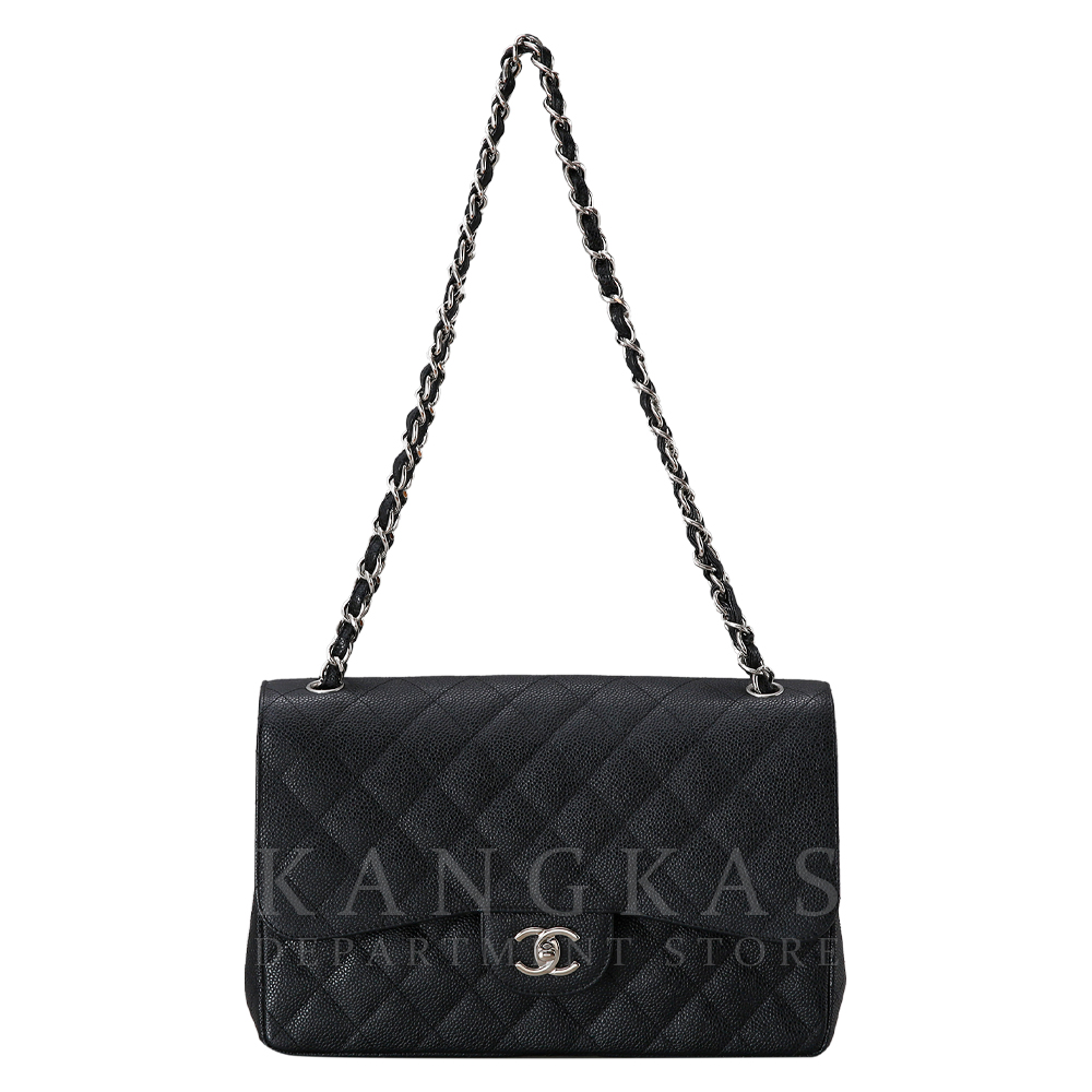 CHANEL(USED)샤넬 클래식 캐비어 점보 블랙 은장