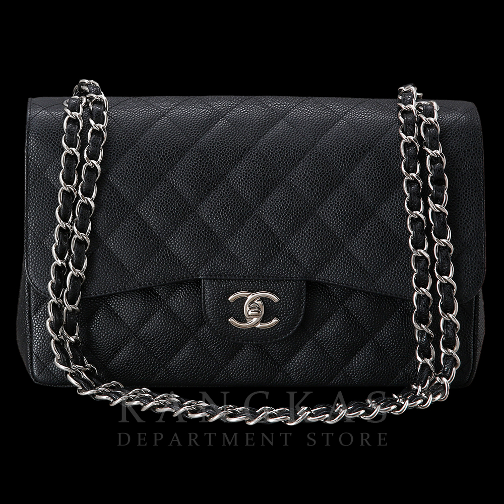 CHANEL(USED)샤넬 클래식 캐비어 점보 블랙 은장