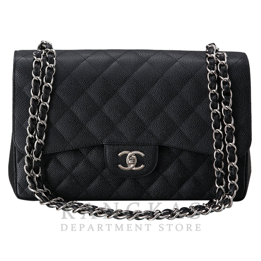 CHANEL(USED)샤넬 클래식 캐비어 점보 블랙 은장