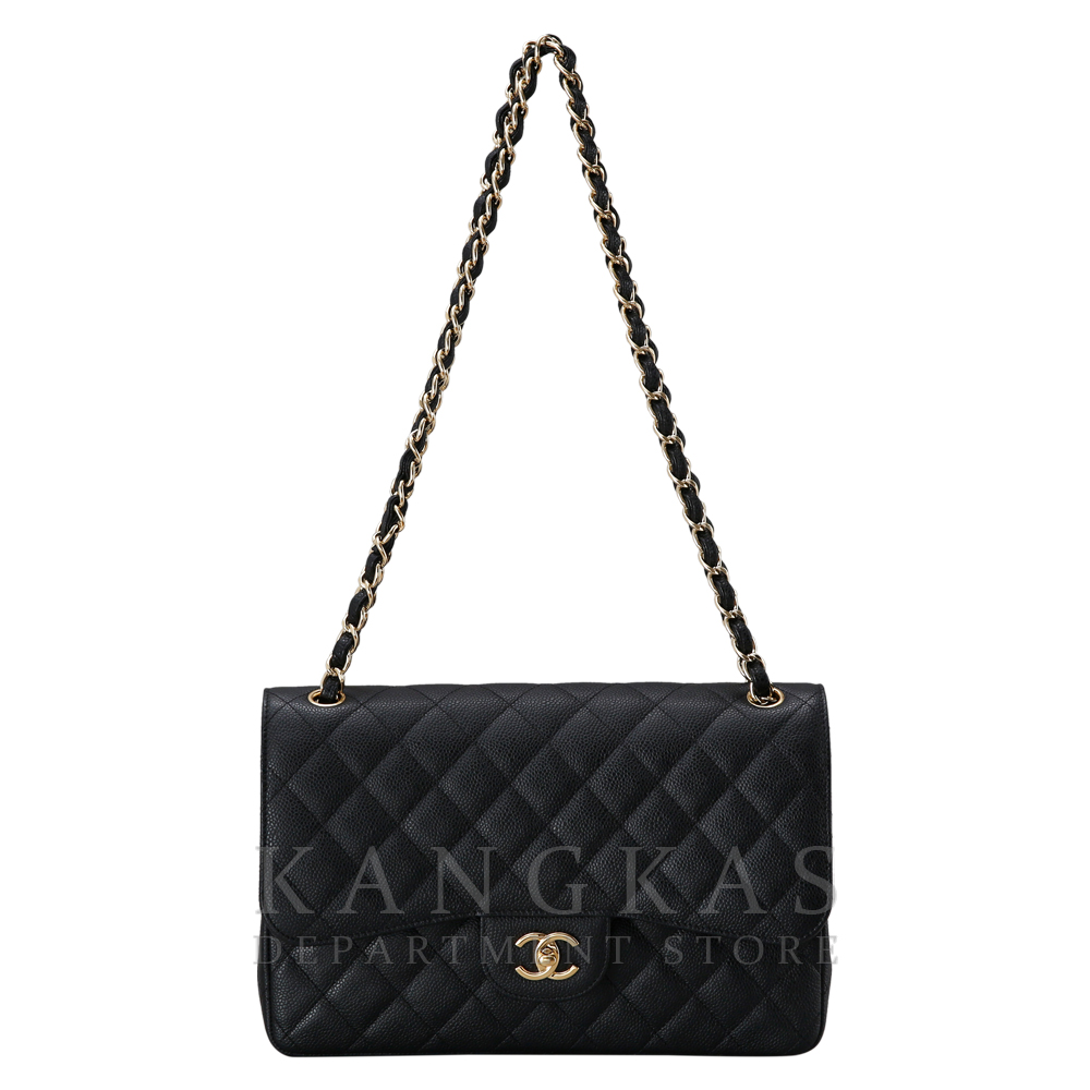 CHANEL(USED)샤넬 클래식 캐비어 점보 블랙 금장
