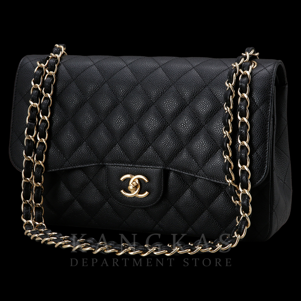 CHANEL(USED)샤넬 클래식 캐비어 점보 블랙 금장