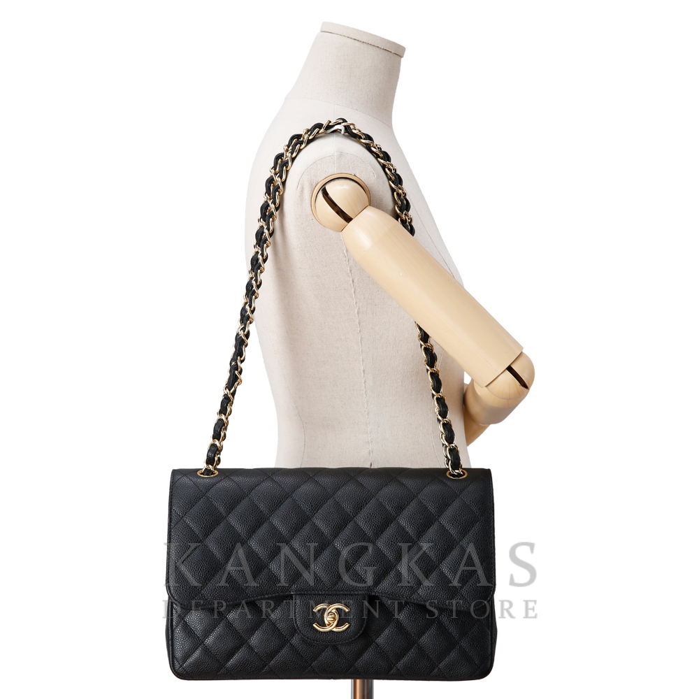 CHANEL(USED)샤넬 클래식 캐비어 점보 블랙 금장