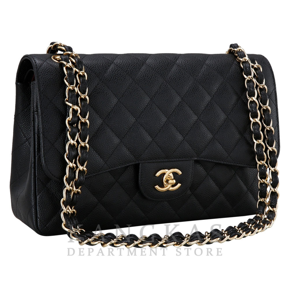 CHANEL(USED)샤넬 클래식 캐비어 점보 블랙 금장