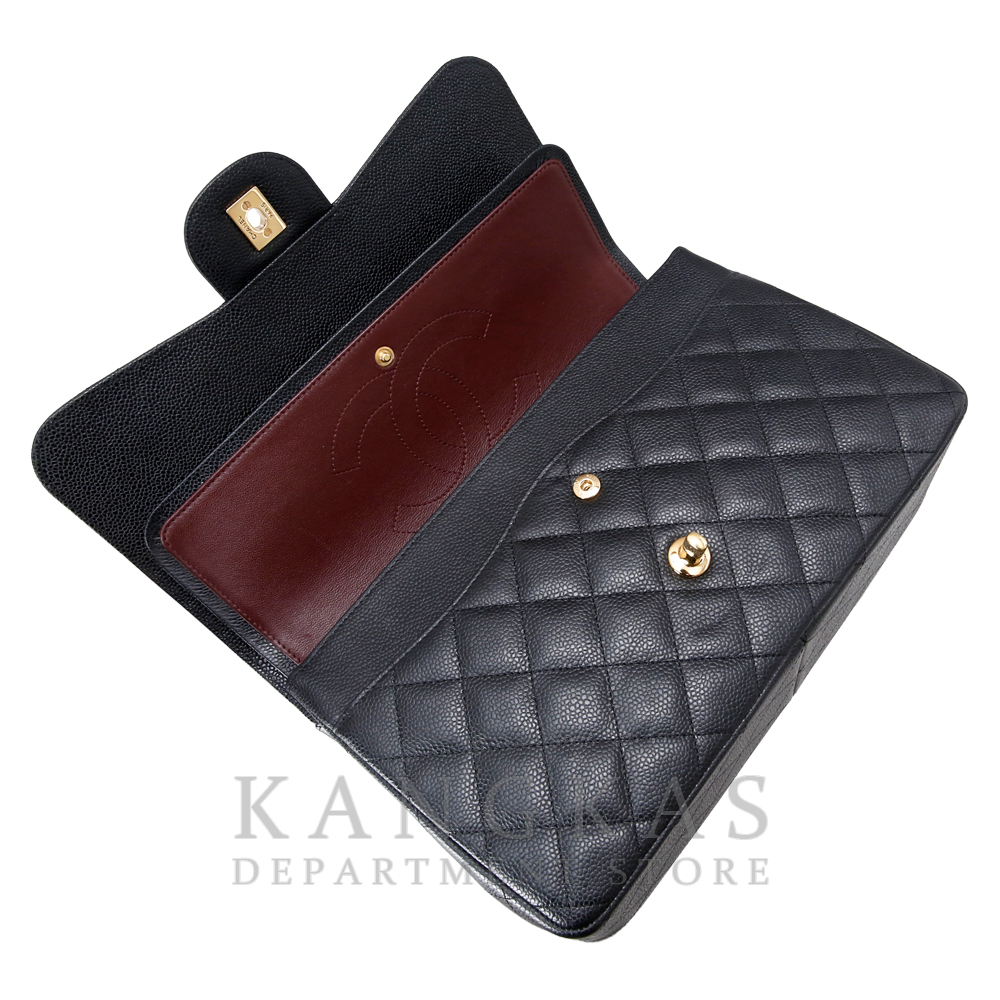 CHANEL(USED)샤넬 클래식 캐비어 점보 블랙 금장