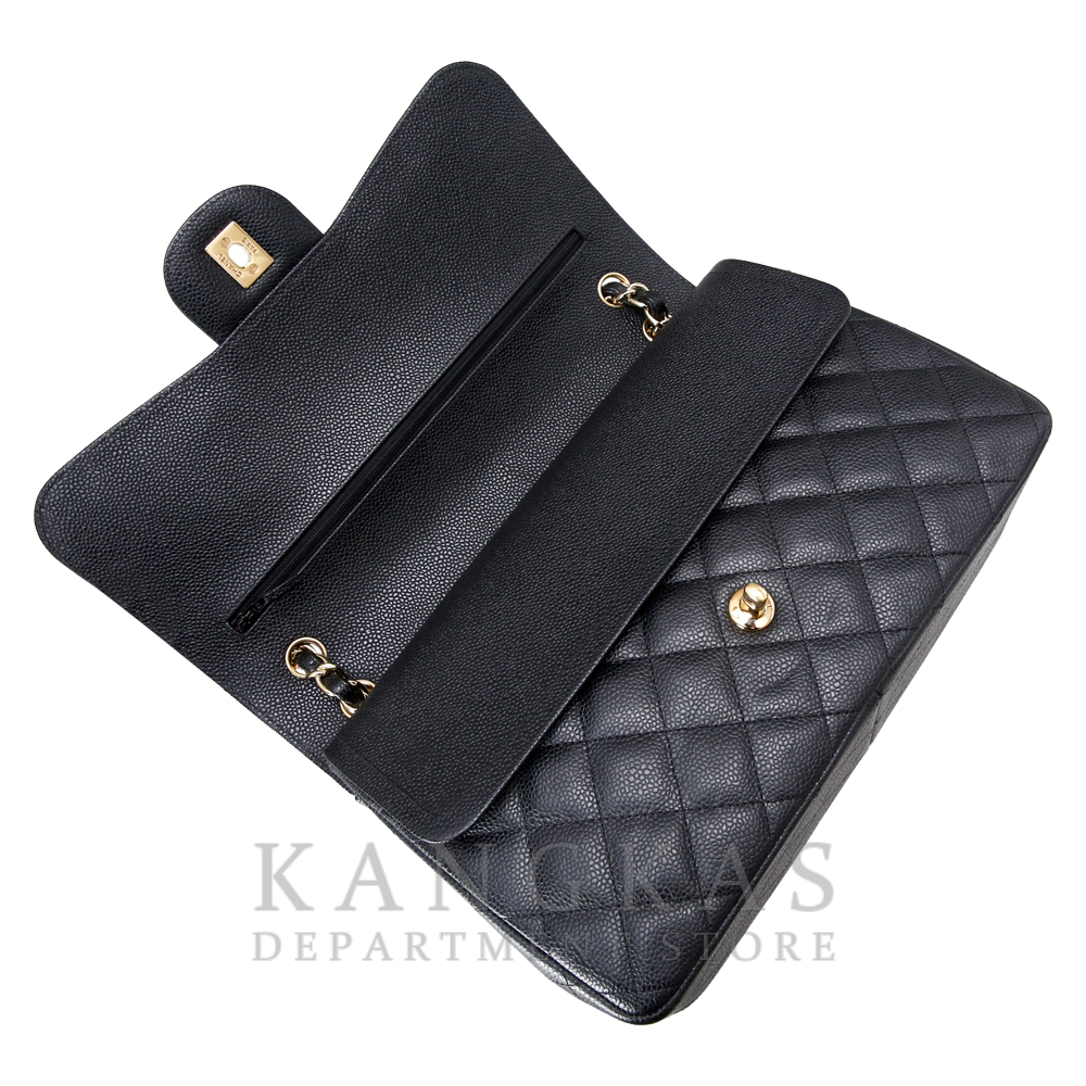 CHANEL(USED)샤넬 클래식 캐비어 점보 블랙 금장