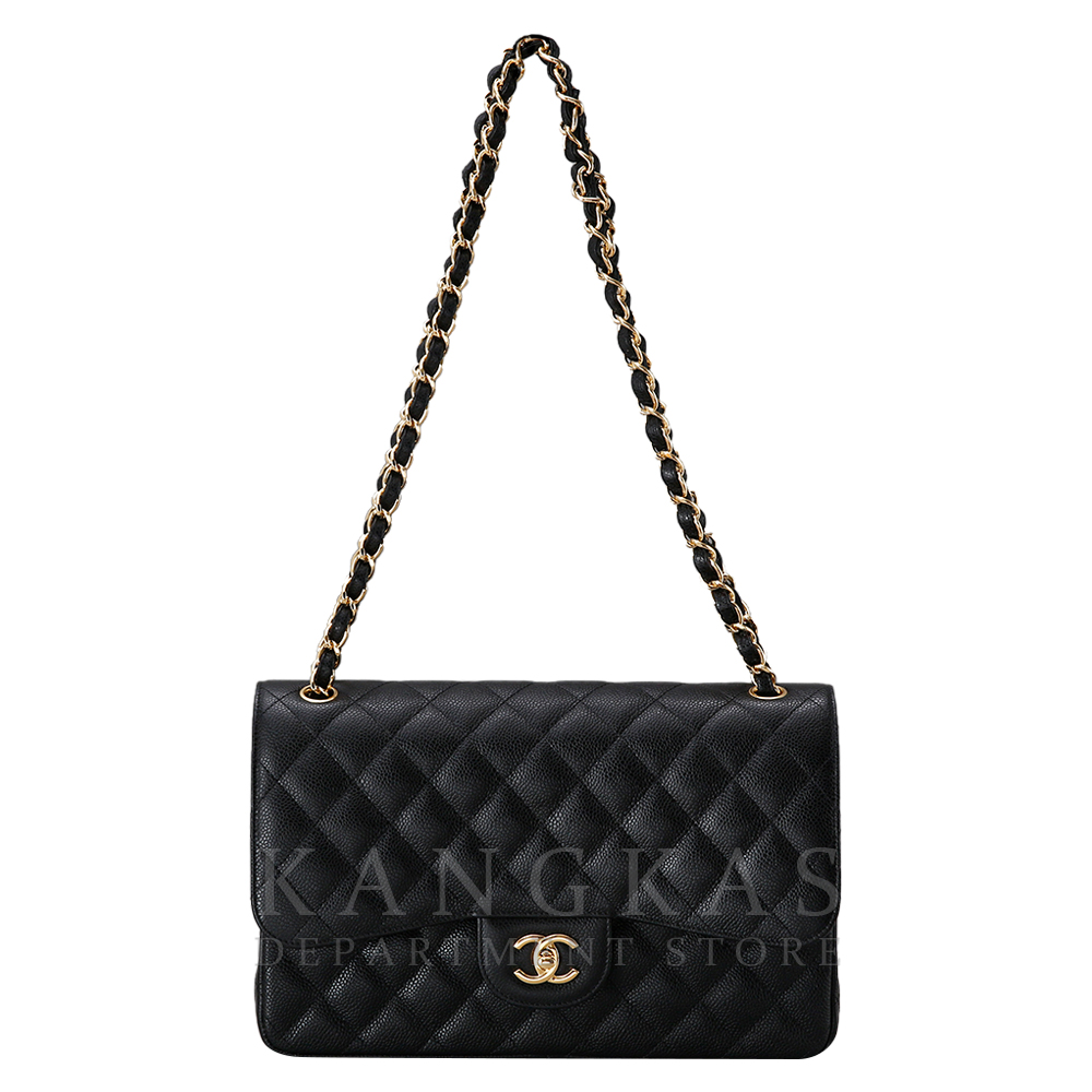 CHANEL(USED)샤넬 클래식 캐비어 점보 블랙 금장