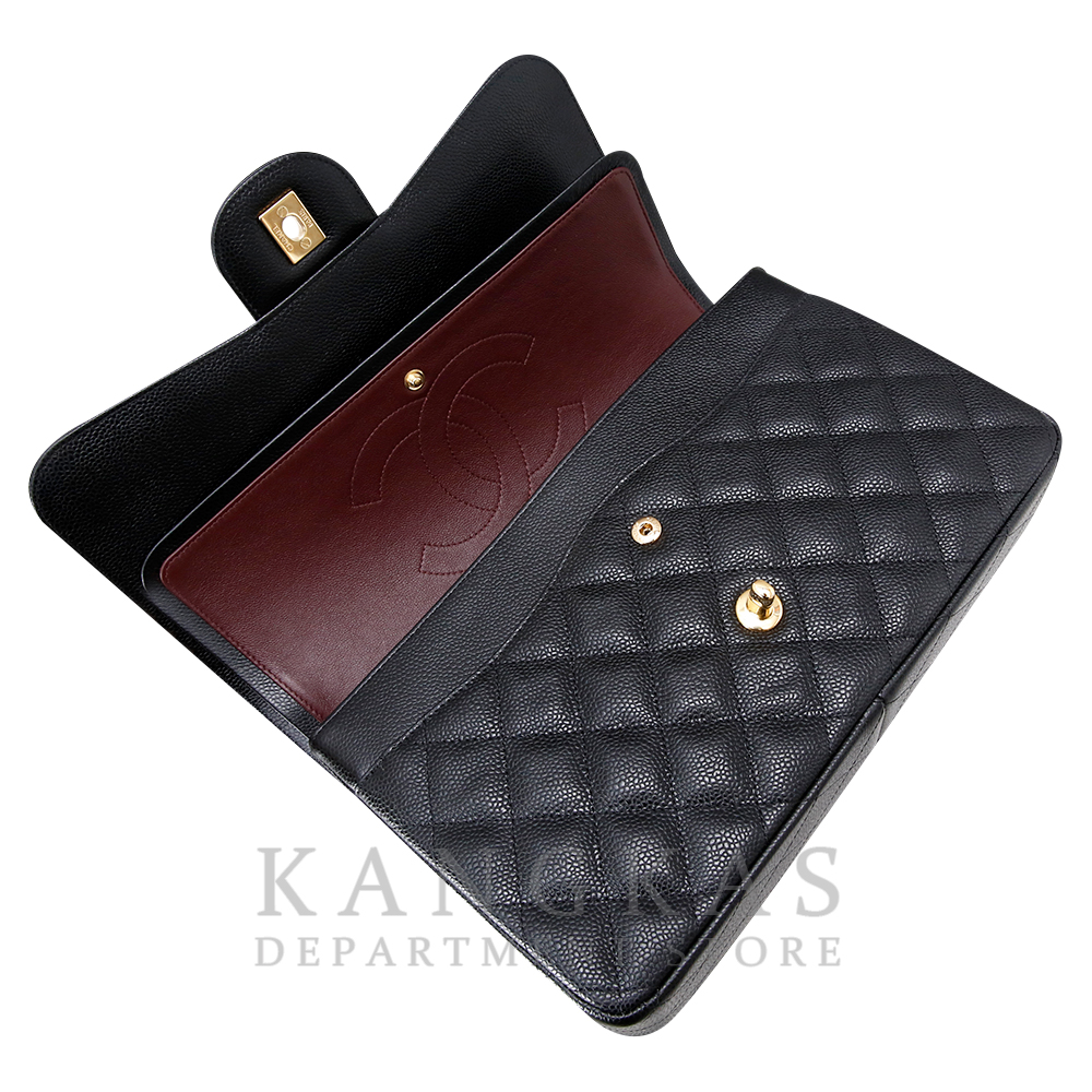 CHANEL(USED)샤넬 클래식 캐비어 점보 블랙 금장