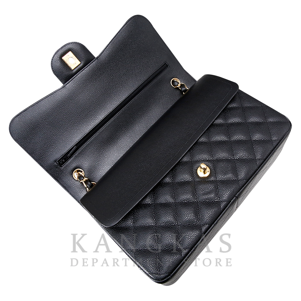 CHANEL(USED)샤넬 클래식 캐비어 점보 블랙 금장