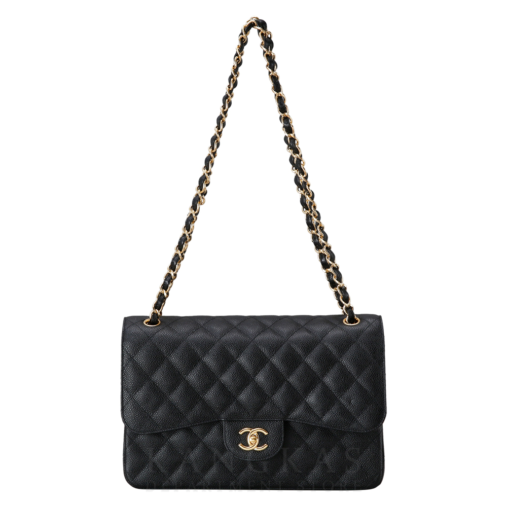 CHANEL(USED)샤넬 클래식 캐비어 점보 블랙 금장