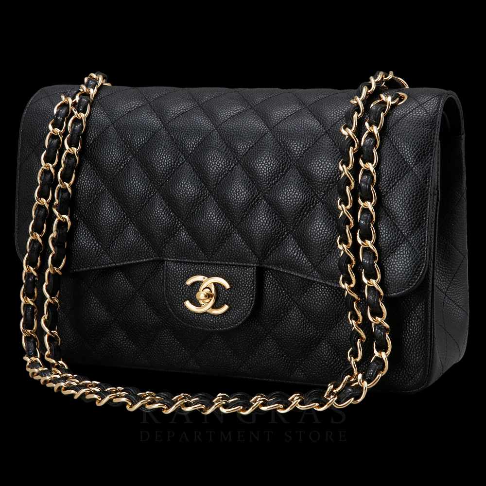CHANEL(USED)샤넬 클래식 캐비어 점보 블랙 금장