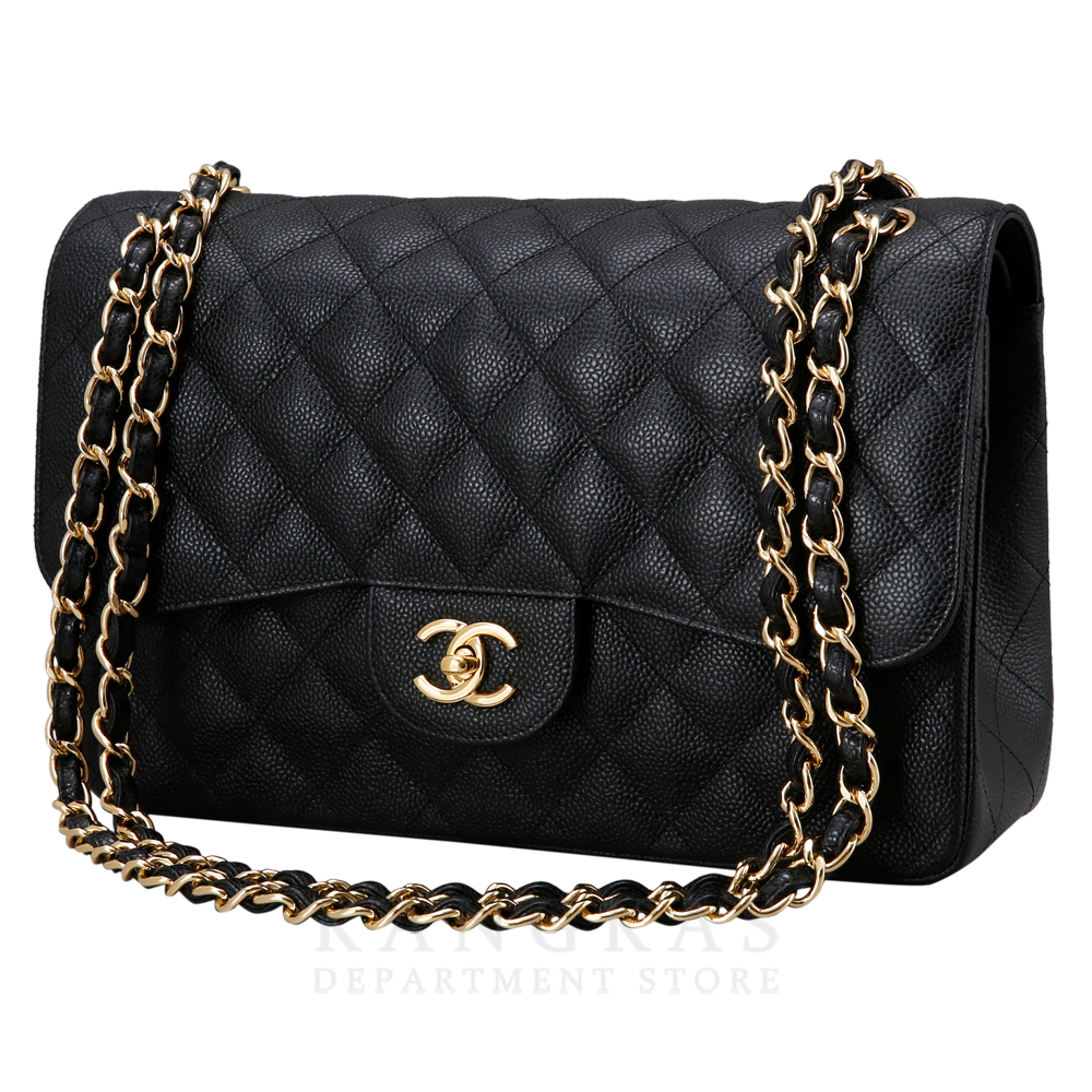 CHANEL(USED)샤넬 클래식 캐비어 점보 블랙 금장