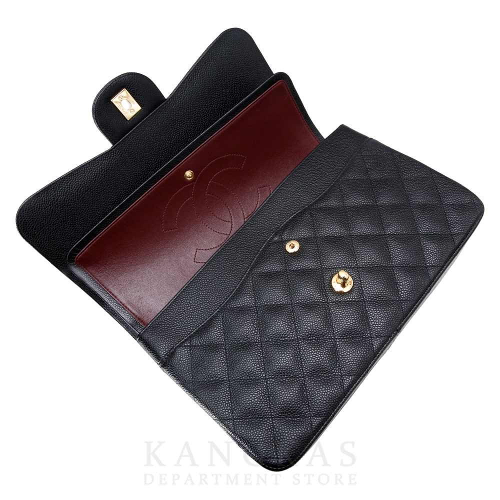 CHANEL(USED)샤넬 클래식 캐비어 점보 블랙 금장