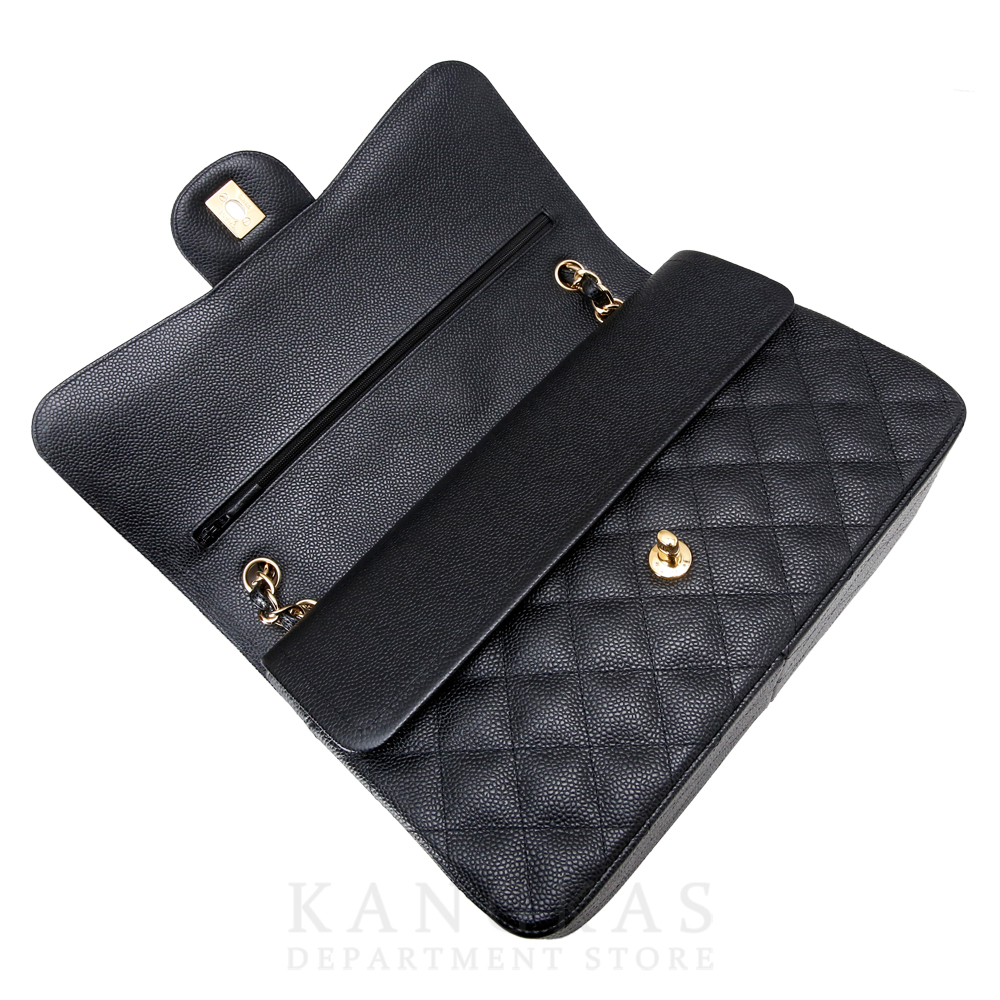 CHANEL(USED)샤넬 클래식 캐비어 점보 블랙 금장