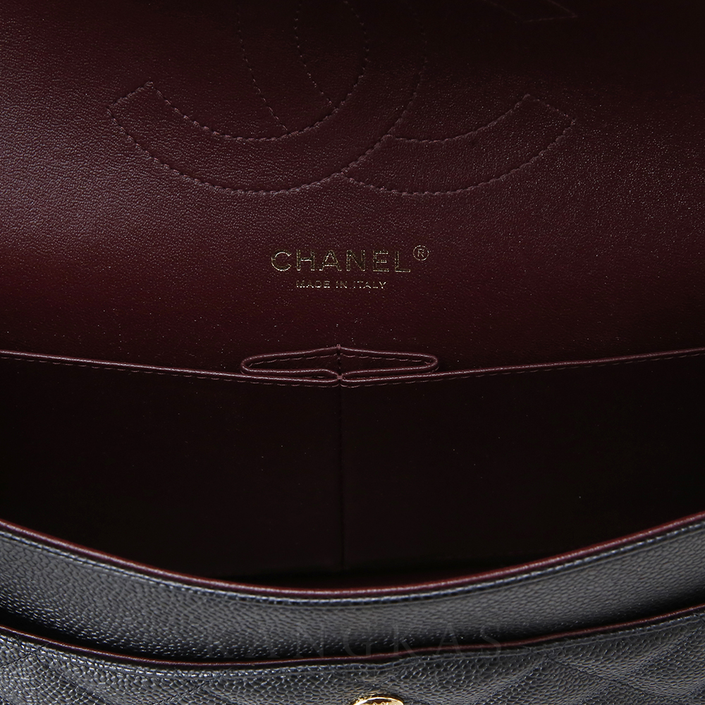 CHANEL(USED)샤넬 클래식 캐비어 점보 블랙 금장