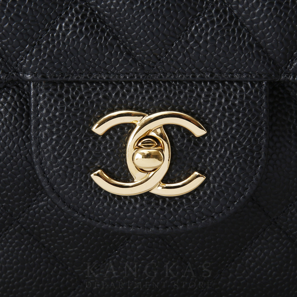 CHANEL(USED)샤넬 클래식 캐비어 점보 블랙 금장