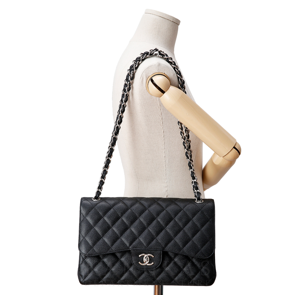 CHANEL(USED)샤넬 클래식 캐비어 점보 블랙