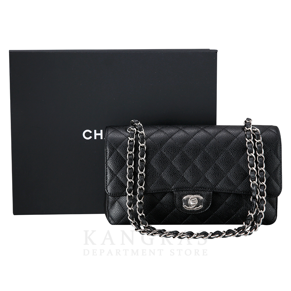 CHANEL(USED)샤넬 클래식 캐비어 미듐 은장