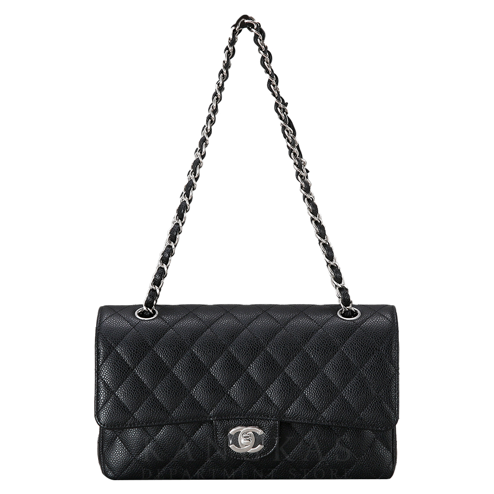CHANEL(USED)샤넬 클래식 캐비어 미듐 은장